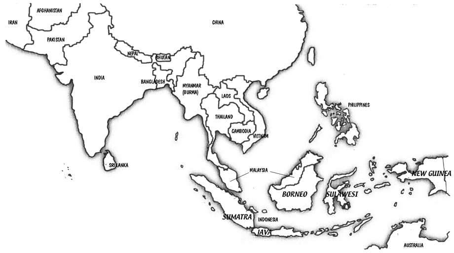 Southeast Asia Map. INDOMALAYAN/ ASIAN REALM [Map