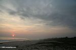 Sunset over a eastern Atlantic ocean beach
