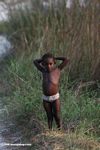 Young girl near a village in Gabon