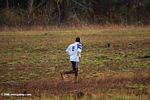 Gabonese soccer player running to practice