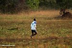 Gabonese football palyer running to practice