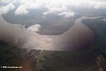 Aerial view of coastal rainforest in southern Gabon.