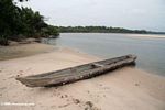Abandoned dugout canoe on Loango estuary