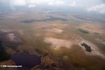 Aerial view of savanna and wetlands in Gabon