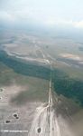Aerial view of sand roads in Gabon
