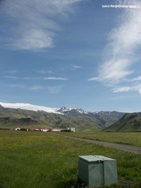 Berge und Gletscher nahe Vik im Südwesten Island