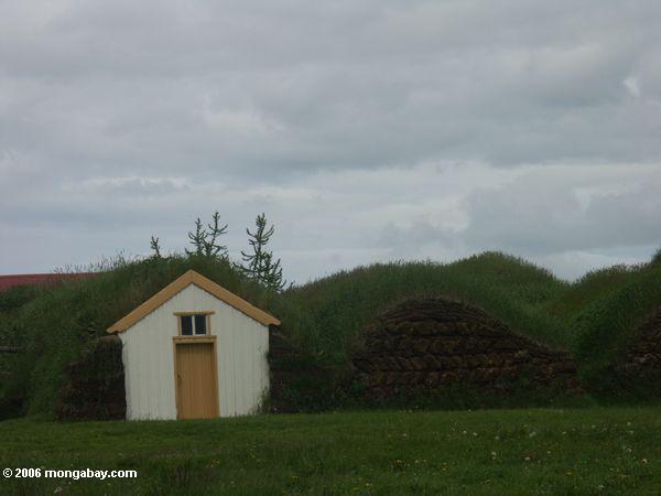 Häuser konstruiert aus Rasen bei Glaumbaer