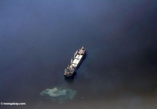 Luftaufnahme des Frachtschiffs effuse Java