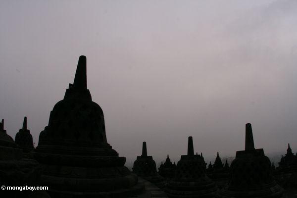 Verdunkeltes Stupas bei Borobudur