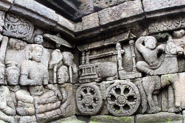 Wand Carvings bei Borobudur, Drehenkarre