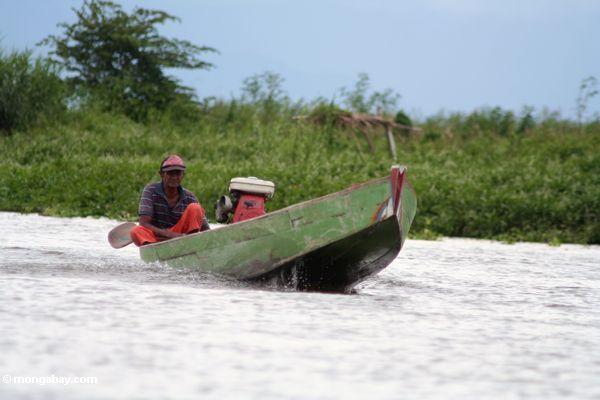 Das Fahren des Bootes auf See Tempe Sulawesi