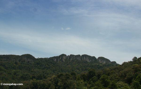 マレーシアでの石灰岩の山