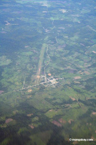 アマゾンの町とその周辺の森林伐採や農業分野