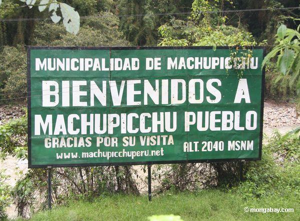 Willkommen Machu Picchu zum Zeichen