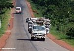 Loaded truck on a highway in Uganda
