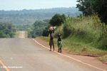 Kids along a highway in Uganda