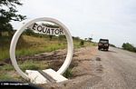 Equator in Uganda, Land Rover in background