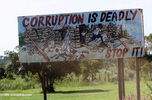 Коррупция является смертельной, остановить его знак