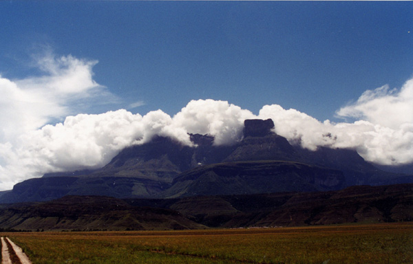 Auyantepui, una montaña de la tapa de tabla, en Venezuela