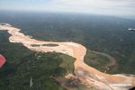 Aerial view of rainforest river