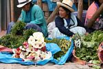 Women selling vegetables in Ollantaytambo market