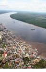 Aerial view the Pangkalanbun and the Kumai River in Kalimantan (Kalimantan; Borneo (Indonesian Borneo))