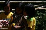 Little girls playing with bubbles in Pana (Toraja Land (Torajaland), Sulawesi) 