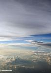 Airplane view of clouds at sunset over the island of Sulawesi (Sulawesi (Celebes))